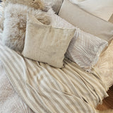Bondi Sand French Linen Hand-Knotted Fringe Throw