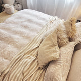 Bondi Sand French Linen Hand-Knotted Fringe Throw