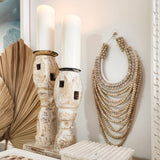 Vintage Indian Candle Stick set |Whitewash