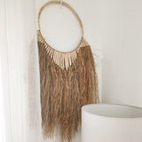 "Vali" Blonde Bead & Raffia Wall Hanging