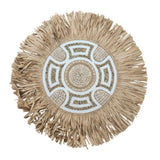 White & beige beaded raffia Juju | 60cm