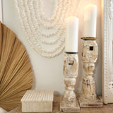 Vintage Indian Candle Stick set |Whitewash
