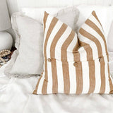 Toffee Stripe Linen Cushion