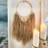 "Vali" Blonde Bead & Raffia Wall Hanging