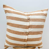 Toffee Stripe Linen Cushion