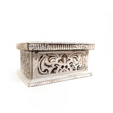 Carved White Wash Timber Box