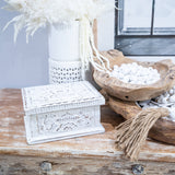 Carved White Wash Timber Box