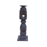 Vintage Indian Carved Candle Stick - Dark
