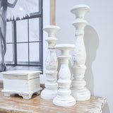 White Wash Timber Candle Stick