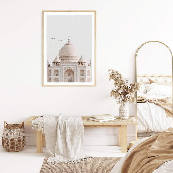 The Taj Mahal-Boho Abode-architecture,art print,bohemian,boho,canvas,framed print,gold,neutral,portrait,taj mahal,temple