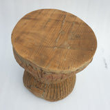 Antique Indian Okhli Carved Stool | Natural #5