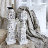 Vintage Indian Carved Candle Stick | Whitewash