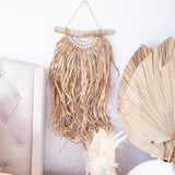 "Layla" Blonde Bead & Raffia Wall Hanging
