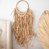 "Maya" Blonde Bead & Raffia Wall Hanging