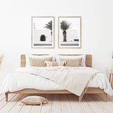 Set Of Two Set Of Two White Island Church Door & Island Palm Tree-Boho Abode-arch door,architectural,architecture,Art Print,Bohemian,Boho,building,Canvas,church,door,Framed Print,illustrated,island,isle,ivory,neutral,palm,palm tree,portrait,Print,set,sets,spain,spanish,spanish church,timber door,white
