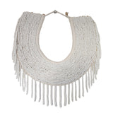 White Beaded Tribal Necklace