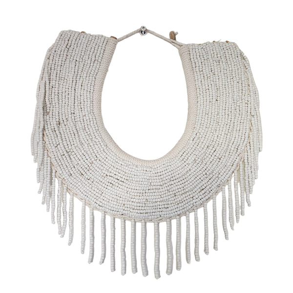 White Beaded Tribal Necklace