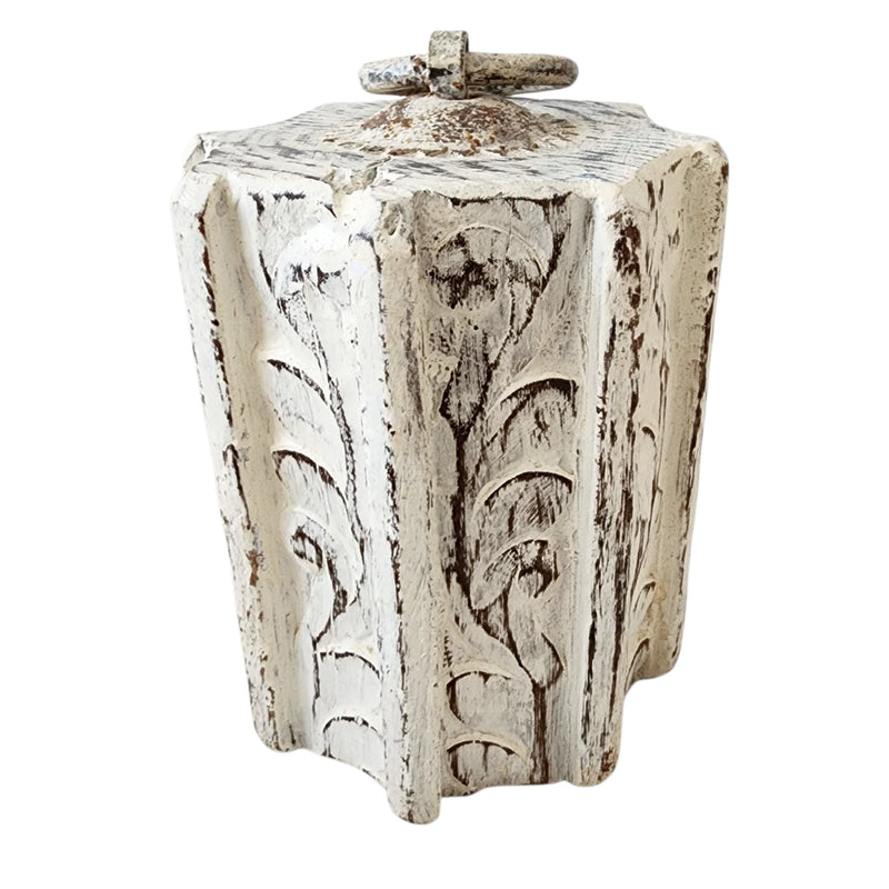 Vintage Indian Door Stop | Whitewash