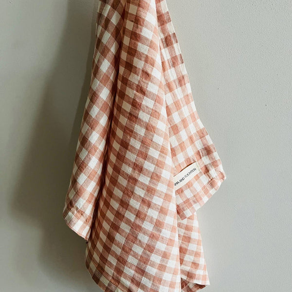 Peach French Linen Tea Towel