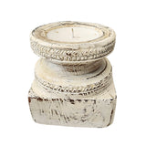 Vintage Indian Seeder Candle Holder | White