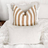 Toffee Stripe Linen Cushion