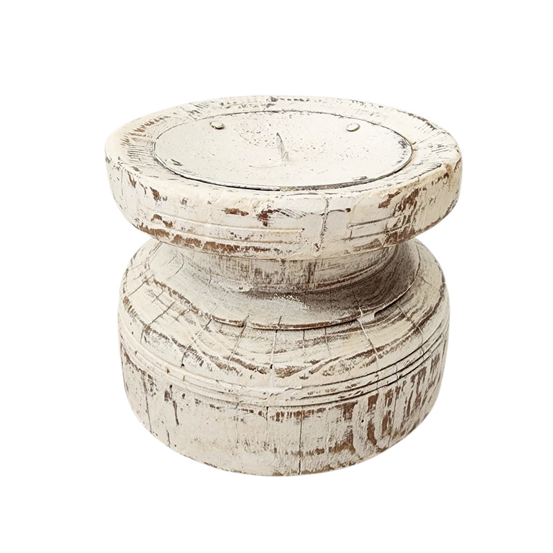 Vintage Indian Seeder Candle Holder | White