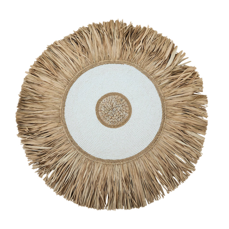 White beaded raffia Juju | 60cm