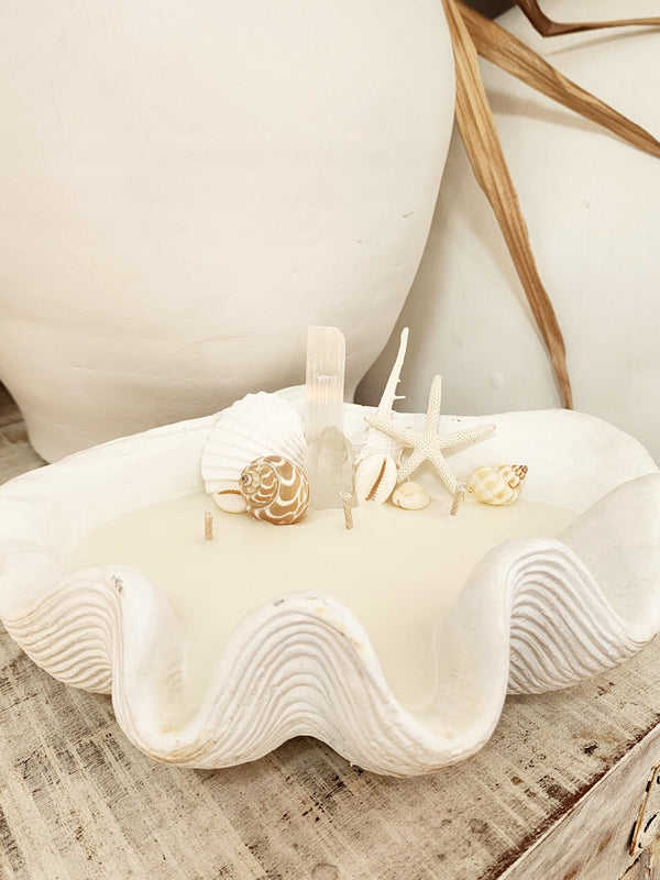 Clam Toasted coconut crystal shell candle