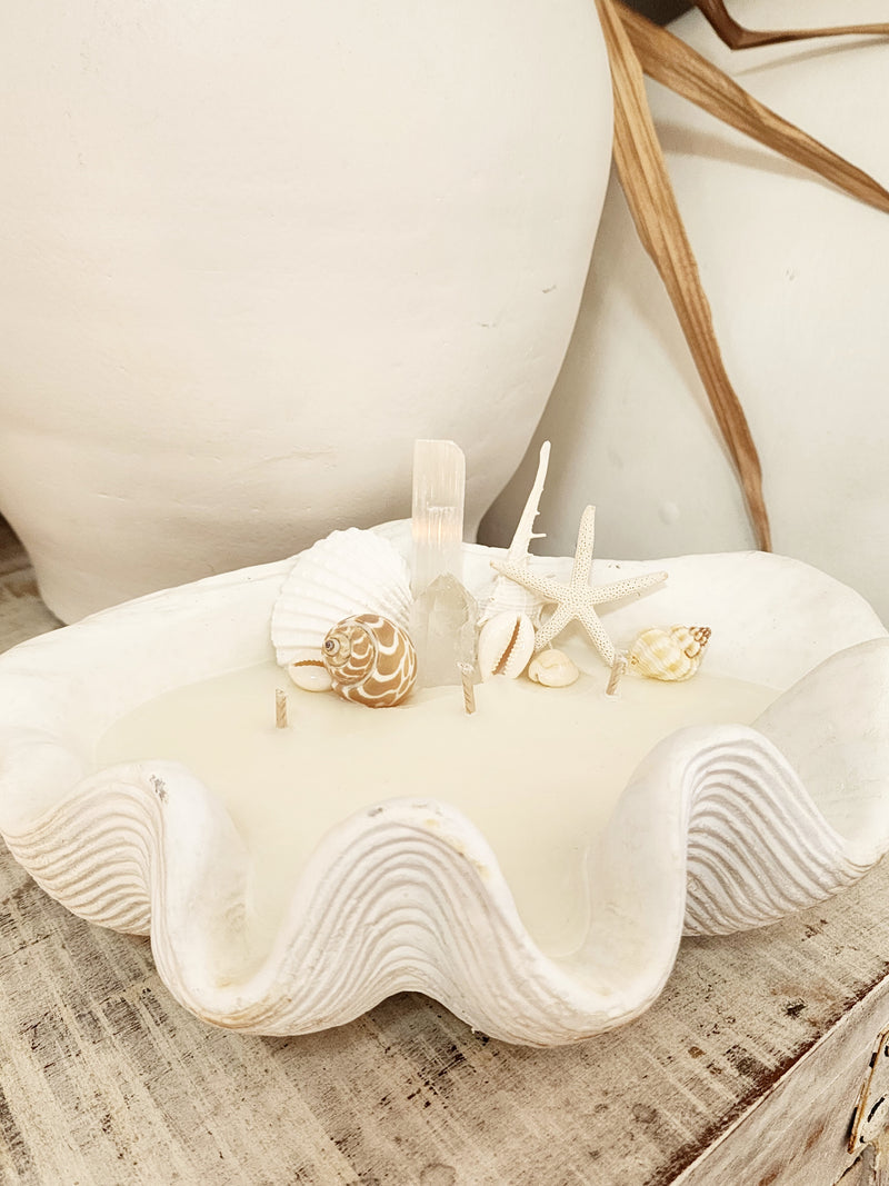 Clam Toasted coconut crystal shell candle
