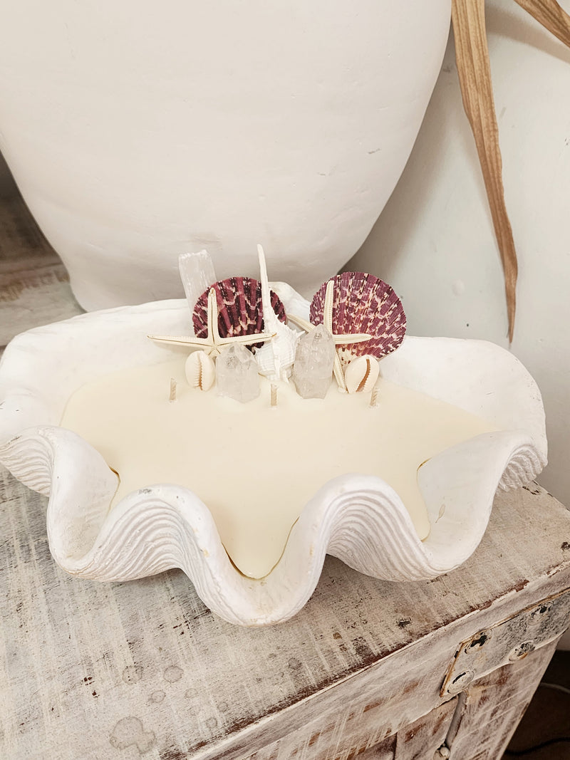 Clam sex on the beach crystal shell candle