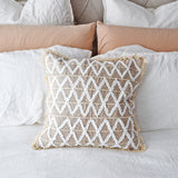Athena Boho Cushion | Beige & White
