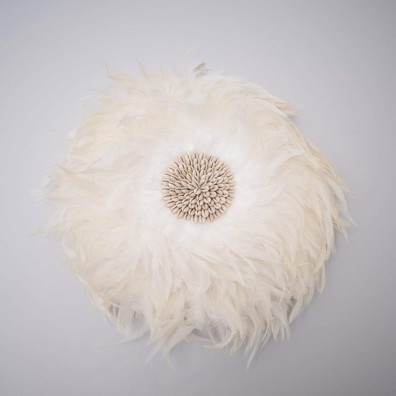 White Feather Juju Hat Set Of 3-Boho Abode-bali,decor,feather,handmade,juju,juju hat,set,set of 3,shell,wall decor,wall hanging,white