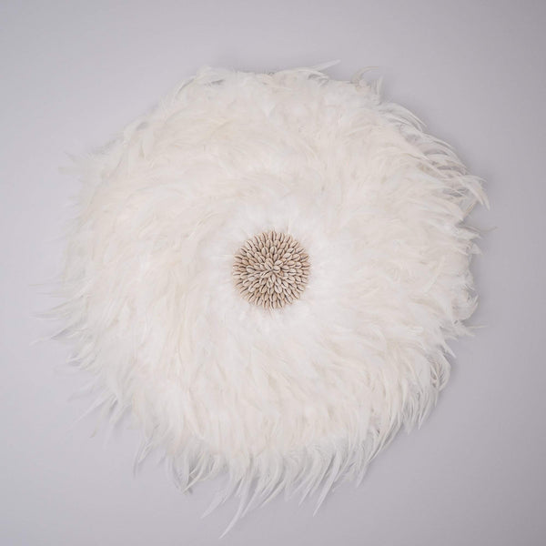 White Feather Juju Hat-Boho Abode-bali,decor,feather,handmade,juju,juju hat,shell,wall decor,wall hanging,white