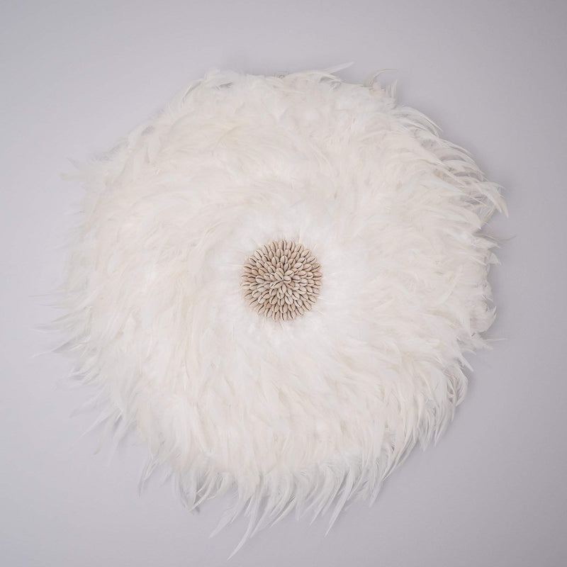 White Feather Juju Hat Set Of 3-Boho Abode-bali,decor,feather,handmade,juju,juju hat,set,set of 3,shell,wall decor,wall hanging,white