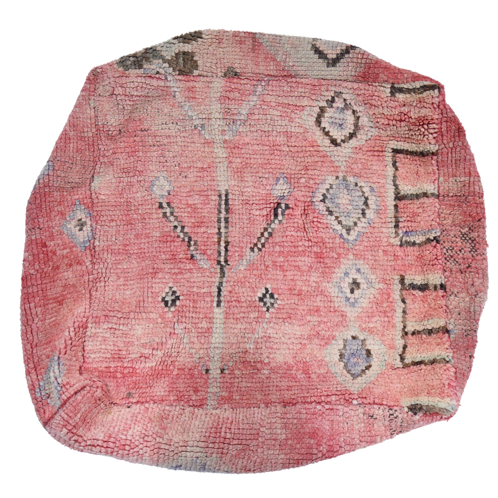 Moroccan Floor Cushion | Mavis | Pink, Almond, Charcoal & Ivory