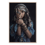 Moroccan Gypsy Tribal Woman-Boho Abode-Art Print,blue,Bohemian,Boho,Canvas,Framed Print,gypsy,gypsy woman,moroccan,moroccan gypsy,portrait,Print,rustic,tribal,tribal woman,woman