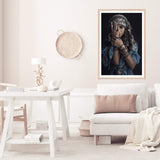 Moroccan Gypsy Tribal Woman-Boho Abode-Art Print,blue,Bohemian,Boho,Canvas,Framed Print,gypsy,gypsy woman,moroccan,moroccan gypsy,portrait,Print,rustic,tribal,tribal woman,woman