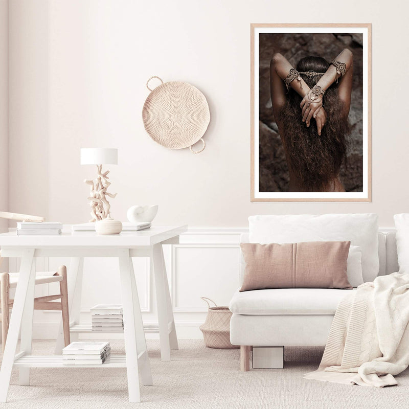 Bohemian Gypsy Tribal Woman-Boho Abode-Art Print,Bohemian,Boho,Canvas,Framed Print,gypsy,gypsy woman,moroccan,portrait,Print,rustic,tan,tribal,tribal woman,woman