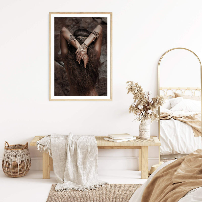 Bohemian Gypsy Tribal Woman-Boho Abode-Art Print,Bohemian,Boho,Canvas,Framed Print,gypsy,gypsy woman,moroccan,portrait,Print,rustic,tan,tribal,tribal woman,woman