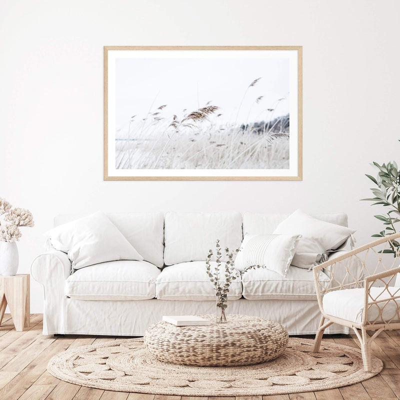 Coastal Pampas Grass-Boho Abode-Art Print,beach,Bohemian,Boho,Canvas,coastal,Framed Print,grass,landscape,Neutral,pampas grass,Print,tall grass,white