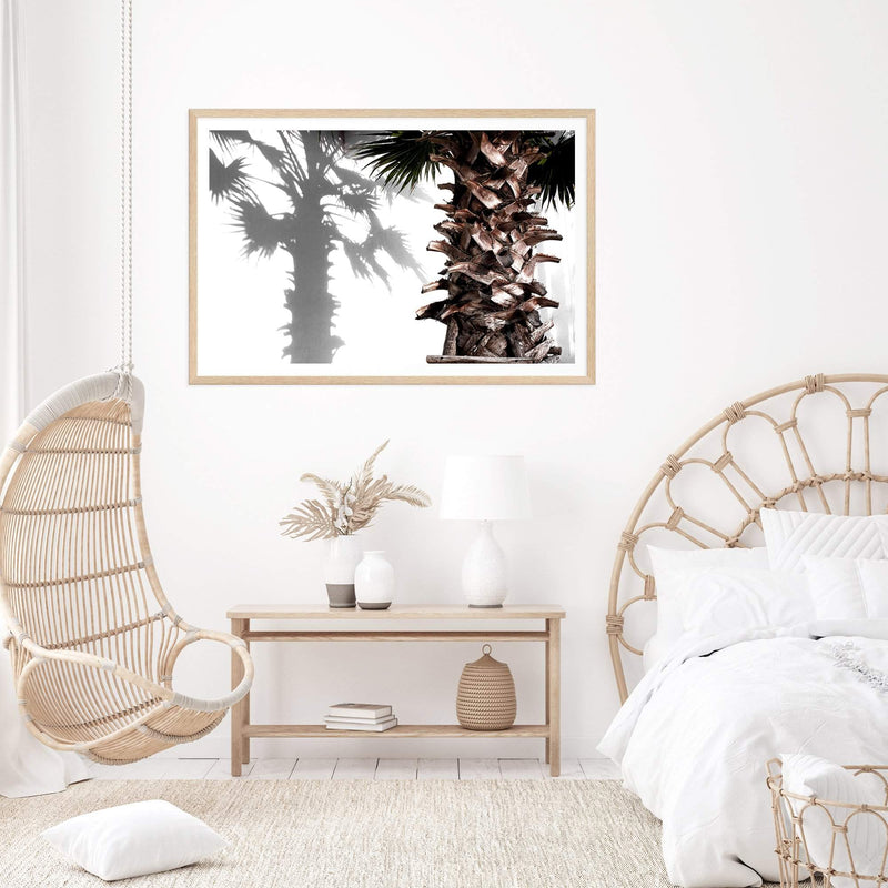 Neutral Palm Tree-Boho Abode-architecture,Art Print,Bohemian,Boho,Canvas,coast,coastal,Framed Print,hamptons,landscape,neutral,palm,palm tree,Print,timber door,white