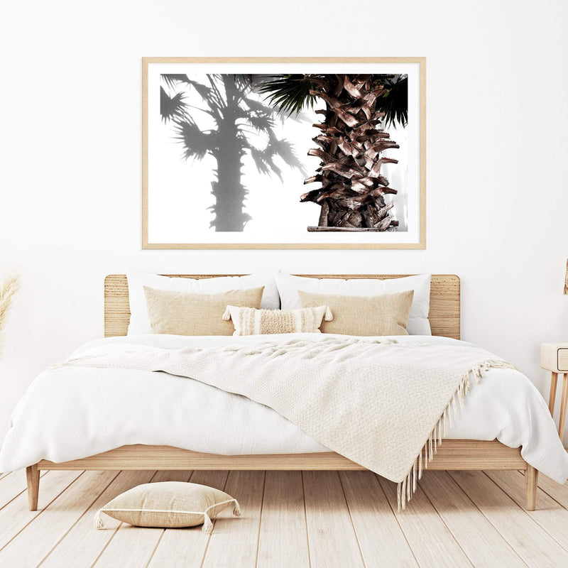 Neutral Palm Tree-Boho Abode-architecture,Art Print,Bohemian,Boho,Canvas,coast,coastal,Framed Print,hamptons,landscape,neutral,palm,palm tree,Print,timber door,white