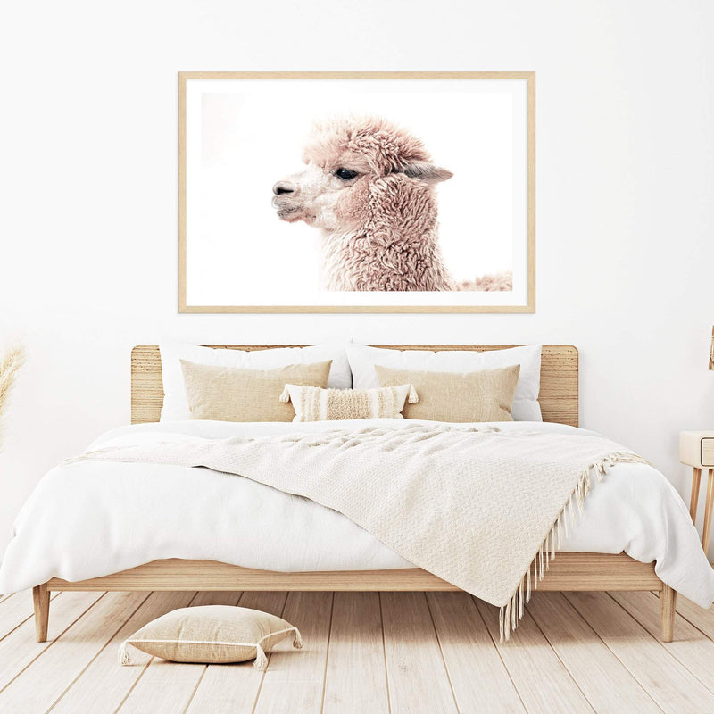 Neutral Llama Boho Photographic Wall Art Print BohoAbodeOnline