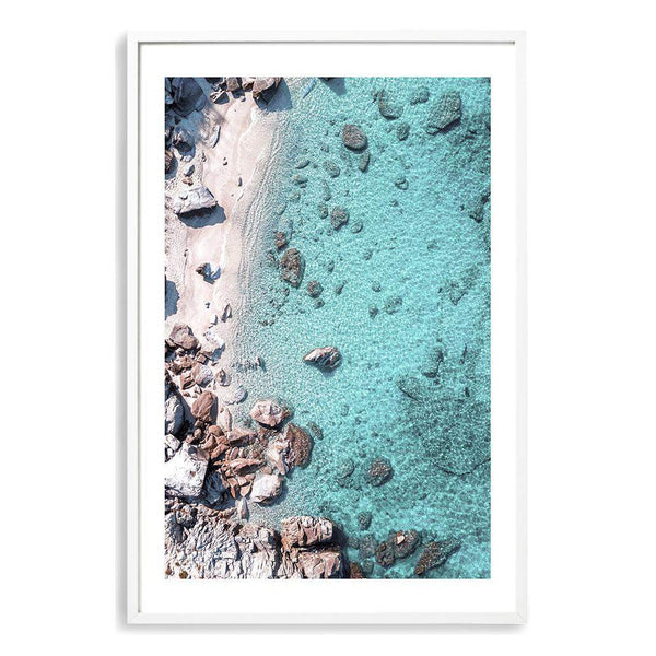 Tropea Beach Cove-Boho Abode-aerial,Art Print,bird,blue,Bohemian,Boho,Canvas,coast,coastal,cove,Framed Print,italy,ocean,peach,portrait,Print,teal,tropea beach,tropical,vibrant,water,waves