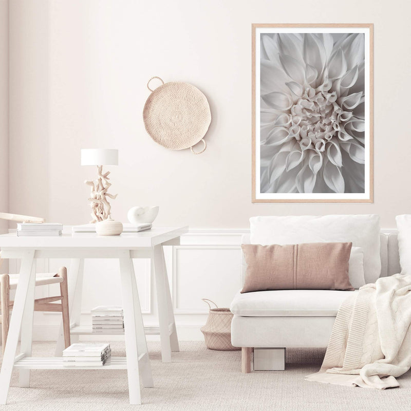 Dahlia Flower-Boho Abode-Art Print,blooms,Bohemian,Boho,Canvas,cream,dahlia,dahlia flower,floral,flower,Framed Print,ivory,neutral,portrait,Print,scandi,white