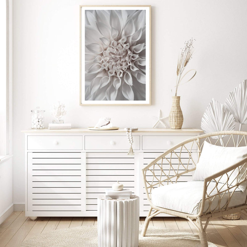 Dahlia Flower-Boho Abode-Art Print,blooms,Bohemian,Boho,Canvas,cream,dahlia,dahlia flower,floral,flower,Framed Print,ivory,neutral,portrait,Print,scandi,white