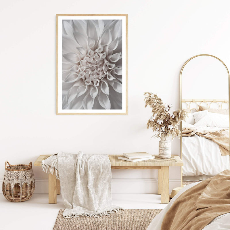 Dahlia Flower-Boho Abode-Art Print,blooms,Bohemian,Boho,Canvas,cream,dahlia,dahlia flower,floral,flower,Framed Print,ivory,neutral,portrait,Print,scandi,white