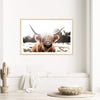 Highland Cow | Bohemian-Boho Abode-Art Print,Bohemian,Boho,bull,Canvas,cow,Framed Print,highland bull,highland cattle,Highland cow,landscape,Print,rustic,tan