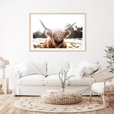 Highland Cow | Bohemian-Boho Abode-Art Print,Bohemian,Boho,bull,Canvas,cow,Framed Print,highland bull,highland cattle,Highland cow,landscape,Print,rustic,tan