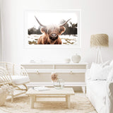Highland Cow | Bohemian-Boho Abode-Art Print,Bohemian,Boho,bull,Canvas,cow,Framed Print,highland bull,highland cattle,Highland cow,landscape,Print,rustic,tan